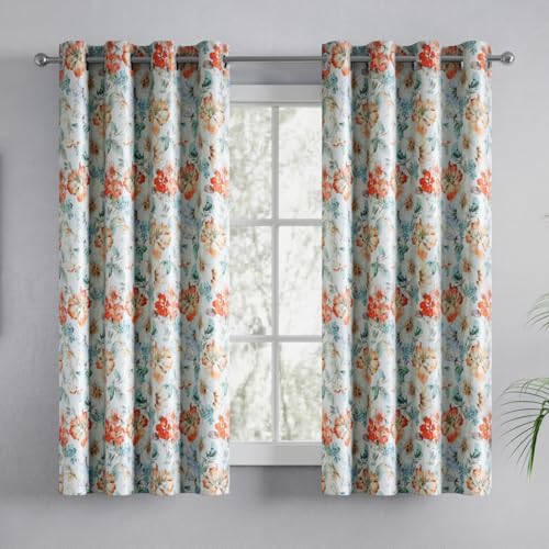 Image of haus & kinder Blackout Window Curtains 5 Feet Long Pack of 2 Window Curtains, 5 Feet Curtains for Window, 100% Room Darkening (Floral Cascade, 114x152 CM)