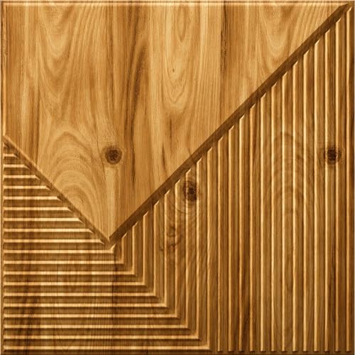 Image of Kayra Decor 3D PVC Wall Panels for Bedroom & Living Room | Plaina Design | Beech Wood Color | 19.7 x 19.7 Inch | Pack of 40 | 107.6 Sq Ft