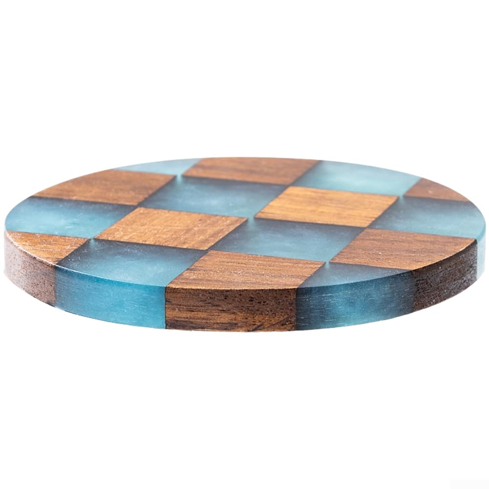 Posavasos de madera de acacia, 6 unidades, compuesto de resina, 8 cm (6