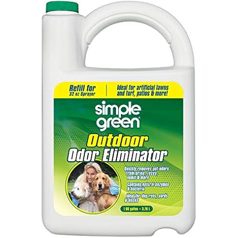 Simple Green Outdoor Odor Eliminator for Pets, Dogs, 1 gallon Refill - Ideal for Artificial Lawns & Patio, Milky White Cover