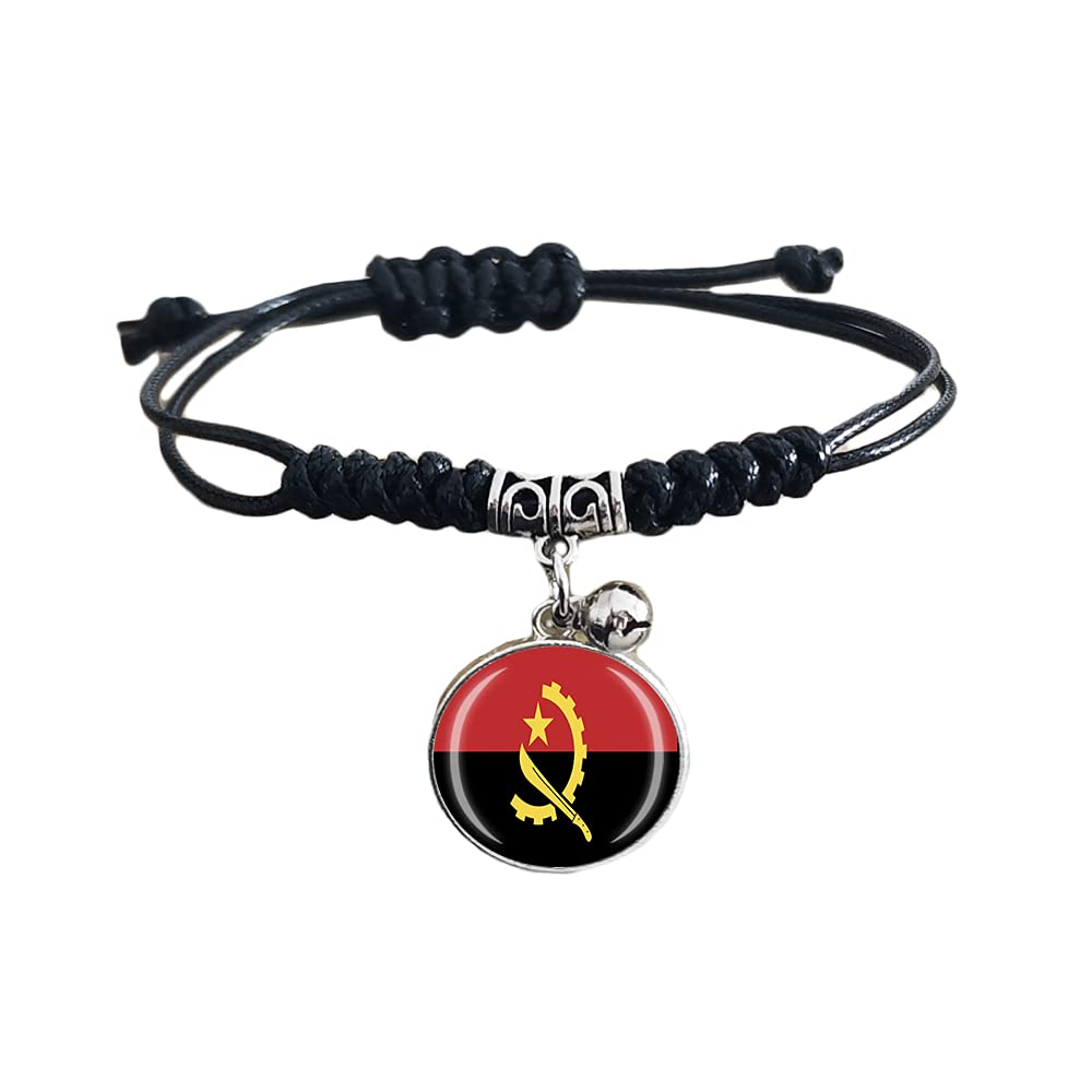 Wedarego Angola Flag Braided Bracelet Adjustable Nylon Chain Crystal Wristband Souvenir,Fashion Handmade Bracelet For Man & Woman Special Day's Gift