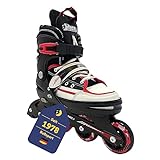 Best Sporting Inline Skates Kinder I Rollschuhe größenverstellbar I robuste Inliner für Jugendliche mit Bremse I schwarz/rot I Rollerskates Schuhe Kinder I Inliner mit 4 Rollen