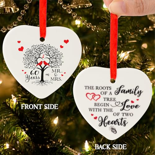 Image of Handcrafted Ceramic Keepsake for Couples Diamond Anniversary Mr. & Mrs. Gift 2024 Holiday Home Decor