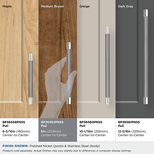 Amerock BP36562PNSS Esquire Cabinet Pull, 8 inch (203mm) Center-to-Center, Polished Nickel/Stainless Steel - Image 3