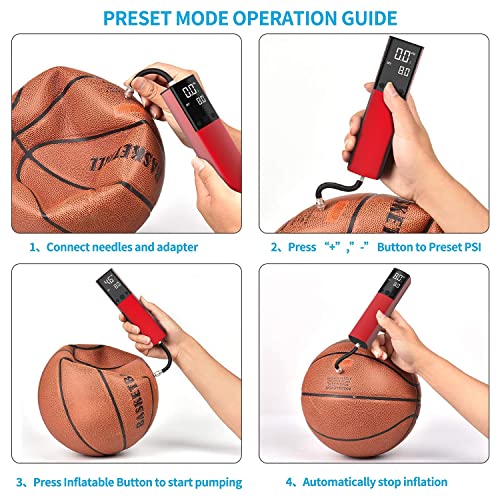Image of Pumteck Electric Ball Pump, Smart Air Pump Portable Fast Ball Inflation with Precise Pressure Gauge and Digital LCD Display for Football Basketball Volleyball Football