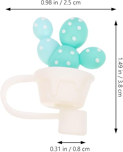 Miniatura 2 de INOOMP 2 tapas de popote de silicona reutilizables con patrón de cactus tapas de popote para puntas de pajilla adecuadas para popotes de 6 a 0315in