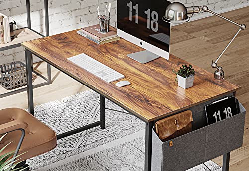 Image of Cubiker Computer Desk, Home Office Writing Study Desk, Modern Simple Style Laptop Table with Storage Bag (63 inch, Deep Brown)