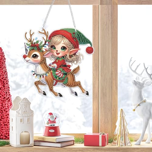 Lxmsja Christmas Diamond Art Hanging Ornaments with Chain - Image 2