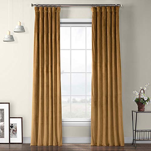 HPD Half Price Drapes VPYC Heritage Plush Velvet Curtain (1 Panel), 50 X 96, Spiced Rum