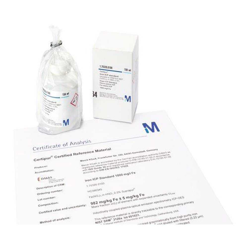 EMD Millipore 1.70363.0100 Certipur Titanium ICP Standard Traceable to SRM from NIST (NH4)2Tif6 Ub H2O 1000 mg/L Ti