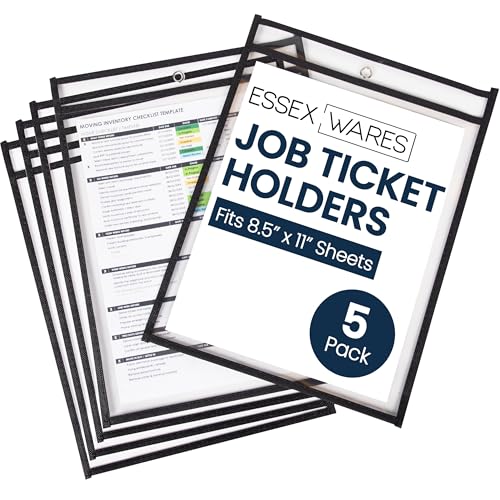 Essex Wares - 5 Pack, Black, Job Ticket Holders, 10'...