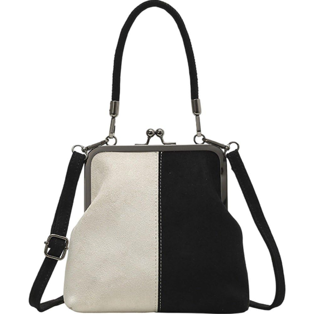 Sslvya Vintage Handbag for Women Crossbody Shoulder Bag Evening Clutch Satchel Purse with Kiss Lock Closure