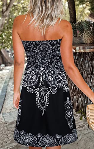 Image of Zyyfly Womens Summer Beach Dresses Strapless Cover Ups Dress Tube Top Sundresses