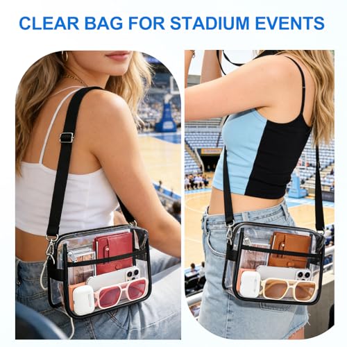 Image of Busiuw Clear Bag Stadium Approved for Stadium Events Small Mini Women Sports Fan handbags& Purse