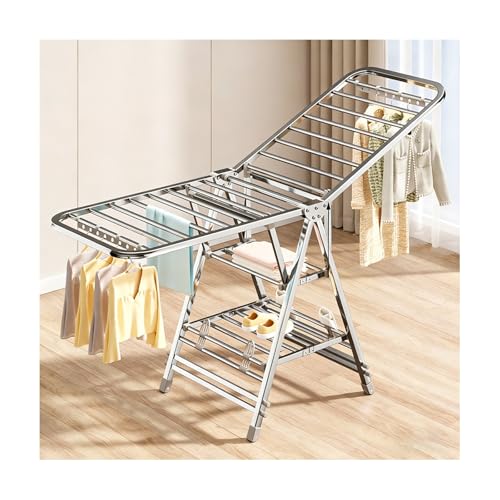 Tendedero plegable para interiores, gran soporte plegable para secadora de ropa con altura ajustable para secar ropa, toallas y sábanas