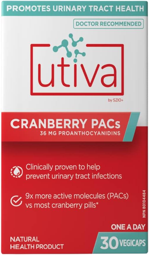 Utiva Cranberry PACs Pills for UTI Prevention 30 Vegi Capsules 36