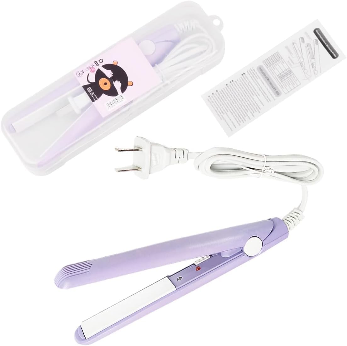 WenTigDY Hair Straightener, 2 in 1 Hair Curler, Mini Hair Straightener, Hairstyling Iron Heating Curler, Tourmaline Ceramic + Plastic, 190C, for Travel, Dormitory or Home (Purple)