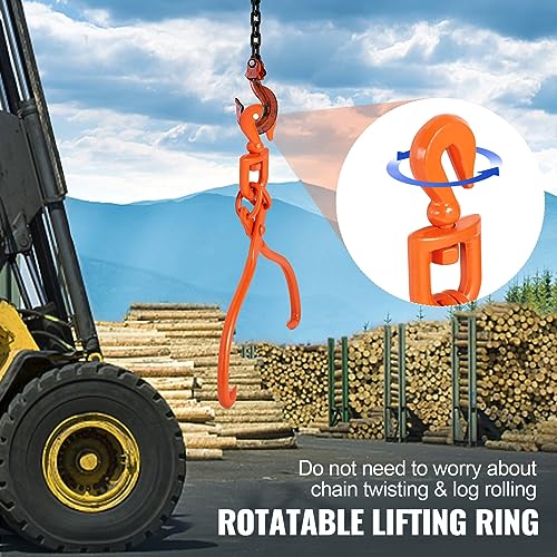 Image of VEVOR Log Skidding Tongs, 18 inch 2 Claw Log Lifting Tongs, Heavy Duty Rotating Steel Lumber Skidding Tongs, 772 lbs /350 kg Loading Capacity, Log Lifting, Handling, Dragging & Carrying Tool