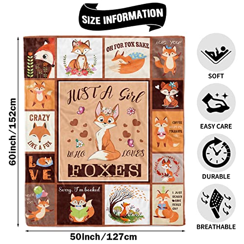 TUTUXMA Just A Girl Who Loves Foxes Blankets, Fox Blanket for Teen Girls Super Soft Warm Cozy Flannel Fleece Plush Throw - Image 2
