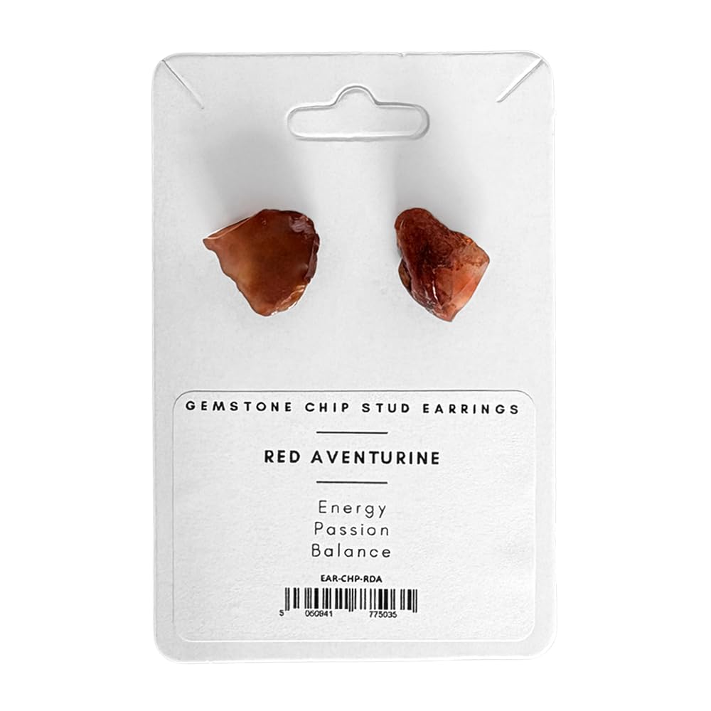 Gemstone Chip Stud Earrings, 1x1cm, Red Aventurine
