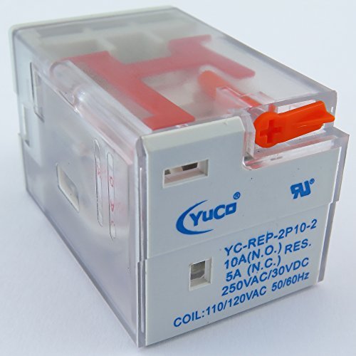 YuCo YC-REP-2P10-2 Ice Cube General Purpose Relay Octal Base 8 Pin 2PDT 10Amp 110/120V 50/60Hz AC-Coil