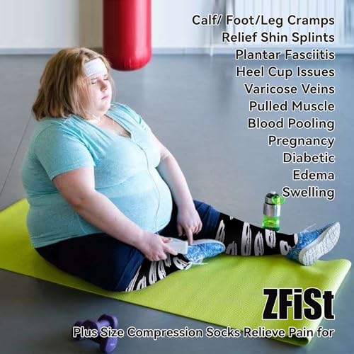 Image of ZFiSt Plus Size Compression Socks Wide Calf for Women Men,Sport Compression Stocking Nurse Socks