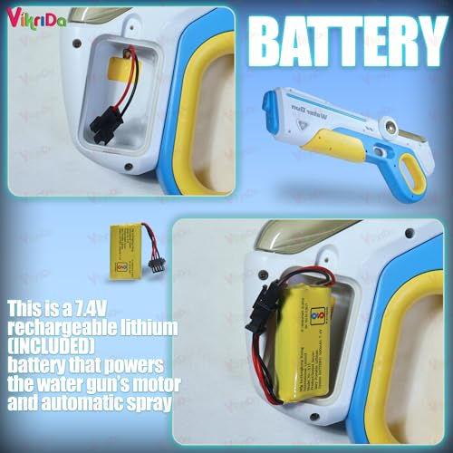 Image of VikriDA Electric Water Gun with Free Extra Rechargeable Battery LED Lights & Self-Filling Function 25-32 Ft Long Range High Pressure Water Blaster Pool & Beach Summer Toy - Multicolor