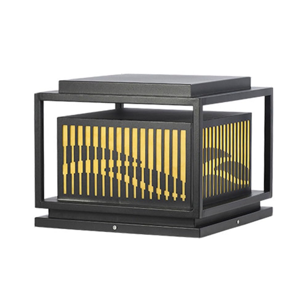 Pojedynczy kwadratowy lampion z czarnej blachy ocynkowanej, solarna lampa solarna do ogrodu, na podwórko, patio, podjazd.