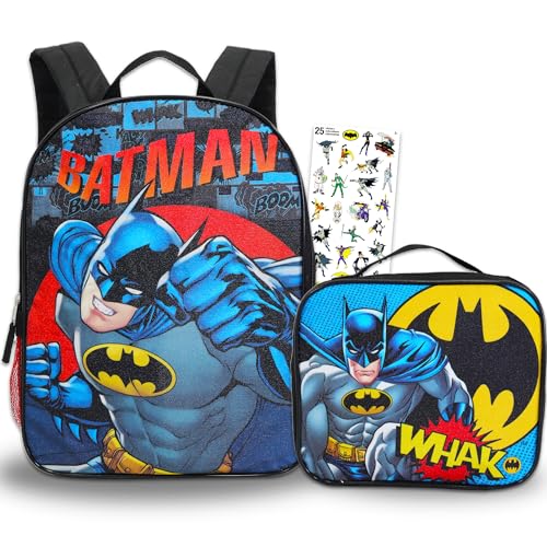Batman Backpack and Lunch Box Bundle Set ~ Deluxe 16