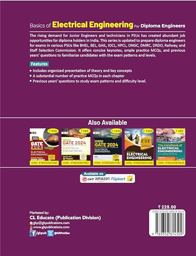 Image of GKP Basics of Electrical Engineering for Diploma in DRDO, BHEL, DMRC, SSC-JE, RRB-JE and Other Engineering (Diploma) Competitive Examinations