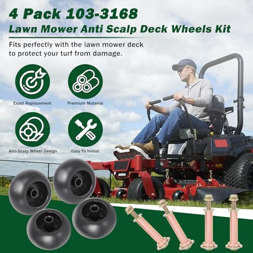 image for CheeMuii 4 Pack Lawn Mower Deck Wheel Kit Heavy-duty Mower Anti Scalp 