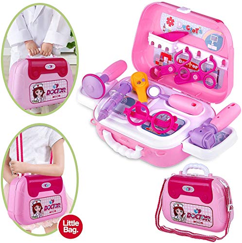 TEPSMIGO Toy Doctor Kit for Girls, 22 Piece Kids Pretend Play Toys Nurse Costume Dentist Medical Role Play Educational Toy Doctor Playset for Girls Ages 3 4 5 6 7 Year Old - Thumbnail 2