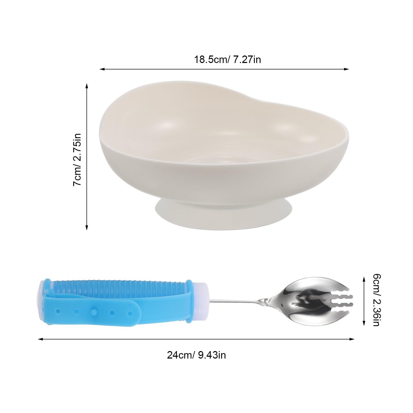 Juego de Cubiertos de Alimentación Adaptable y Flexible, 1 Set | Plástico y Silicona, Fácil de Limpiar, para Hospitales y Hogar, Apto para Diestros y Zurdos