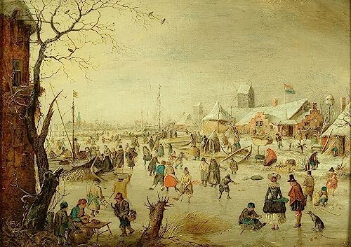 Scène sur la glace poster sur toile Hendrick Avercamp 50x70 cm pour salon élégant