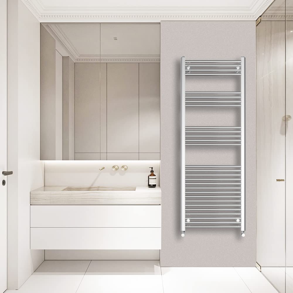 Warmehaus Straight Heated Towel Rail Radiator Ladder Chrome 1600x600mm Central Heating Radiators for Bathroom Kitchen