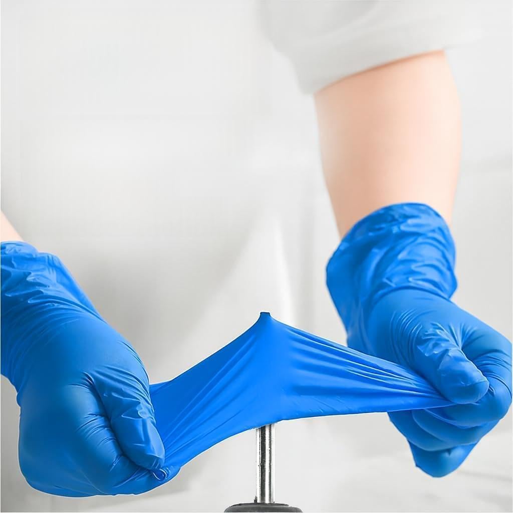 Nitrile Gloves, Chemical Resistant, Powder and Latex-Free, Non-Sterile, Food Safe, 5 Mil Black and 4 Mil Blue