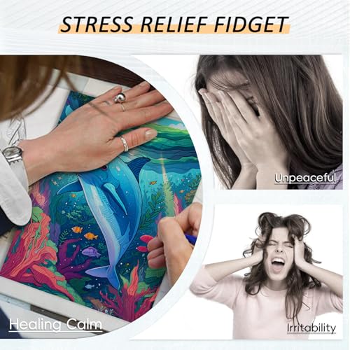 Image of 3Pcs Adult Coloring Book for Women Relaxation, 36 Colors Markers with Spiral Bound Adult Coloring Book for Women, 36 Dual Tip Colors Markers, Anxiety Relief Mindfulness Gifts(Ocean & Bird & Butterfly)