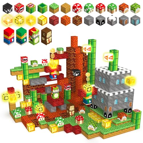 Magnetic Blocks Building Toys 100PCS 1 Light Up Magnet Cubes Tiles