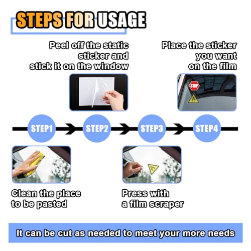 Image of smilfuy Car Windshield Sticker Decals, 6.3x6.3 Inch Car Windshield Sticker Applicator with Squeegee, Clear Window Static Cling Film Decals for Car Parking Permit Inspection Sticker Holder (6 Sheets)