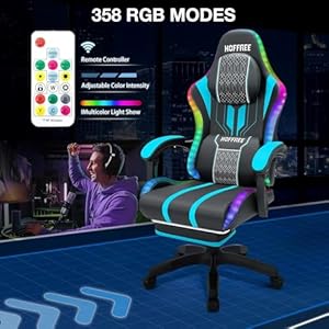HOFFREE LED Gaming Chair with Speakers Massage Big and Tall Computer Gaming Chairs Ergonomic Reclining Heavy Duty Game Chair with Footrest Blue and Black HOFFREE LED Gaming Chair with Speakers Massage Big and Tall Computer Gaming Chairs Ergonomic Reclining Heavy Duty Game Chair with Footrest Blue and Black