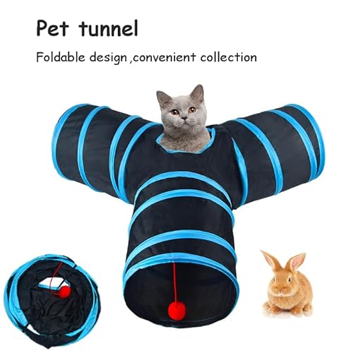 Mabaytir MUSP23B1PCWCTBBY Cat Tunnels For Indoor Cats, 3Way Collapsible Cat Tunnel Tubes, Interactive Toys Maze, House With Play Ball thumb #5