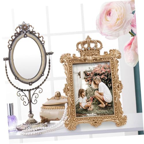 Cadre photo vintage 7 pouces doré avec strass Tofficu pour décoration rétro de bureau - 8