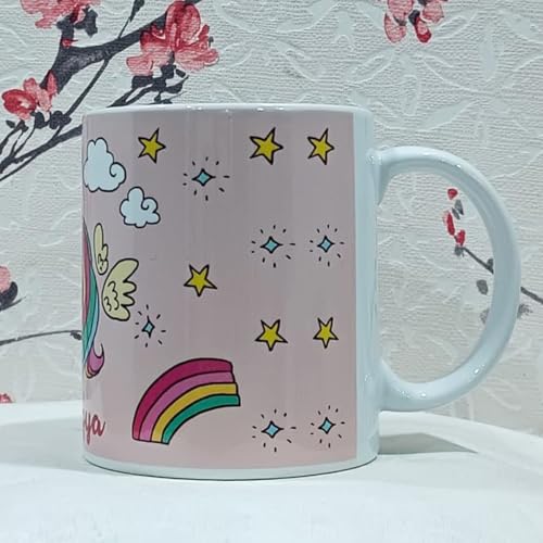 Image of PRINTSWAYS Customized Coffee Mug with Name and Unicorn Design 350 ML, Diwali Gifts, Gifts for Women, Girls & Kids, Personalised Name Mug for Birthdays, Anniversary, Pink