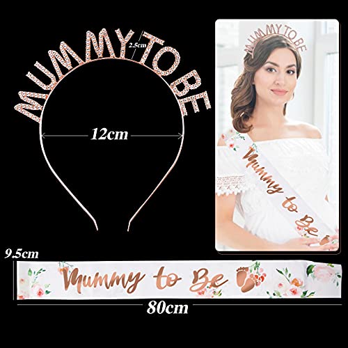 Mummy To Be Sjerp voor baby's, 2 stuks, met kroon, babyshower, feestdecoratie, babyshower, haarsieraad, zwangerschapsdecoratie voor zwangere vrouwen, aanhoudende moeder, cadeau, babyshower, decoratie (roségoud) - Image 4