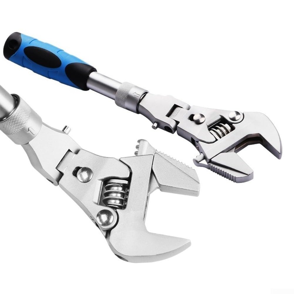 Clé à molette, 25,4 cm, 5 en 1, avec tête rotative à 180°, outil de plomberie extensible pour CVC (A)