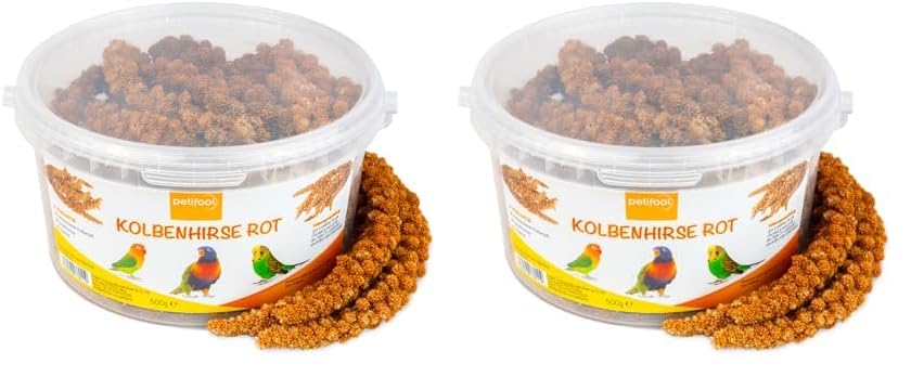 petifool Kolbenhirse rot 500g - Einzelfuttermittel für alle Ziervögel - Vogelfutter - 100% Natur (Packung mit 2)