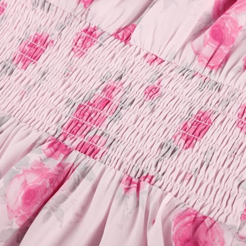 Mini robe d'été décontractée à manches courtes bouffantes et col carré fluide - 5