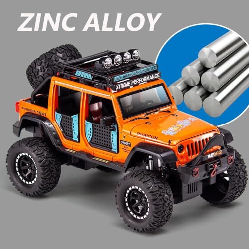 Image of Invite Enterprise Jeep Wrangler Rubicon Alloy Pickup 1:24 Scale Model Car Exclusive Alloy Metal Car Die-cast Car Scale Model Pullback Toy car with Sound & Light Music Kids Colors as Per Stock
