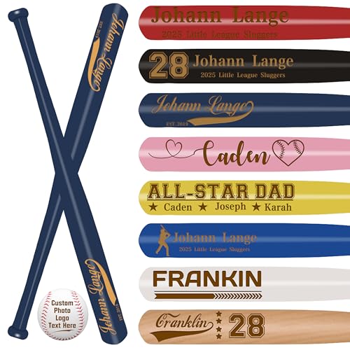 Personalized Mini Baseball Bat 18Custom Wooden Bat Engraved Name Logo Number Customized Mini Bats for Tee Ball Small Training Baseball Gifts for Teams Little League Players Games - Navy