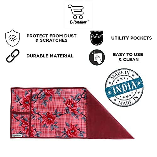 Image of Polyester 3-Layered Microwave Oven Top Cover With 4 Utility Pockets Suitable for Upto 30 Liter (Color- Red, Size-36x14 Inches)